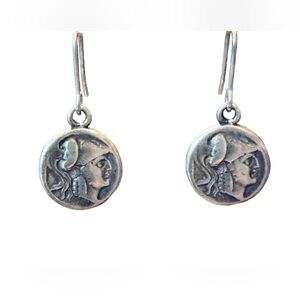 VTG | Silver-Tone Roman Coin Style Earrings